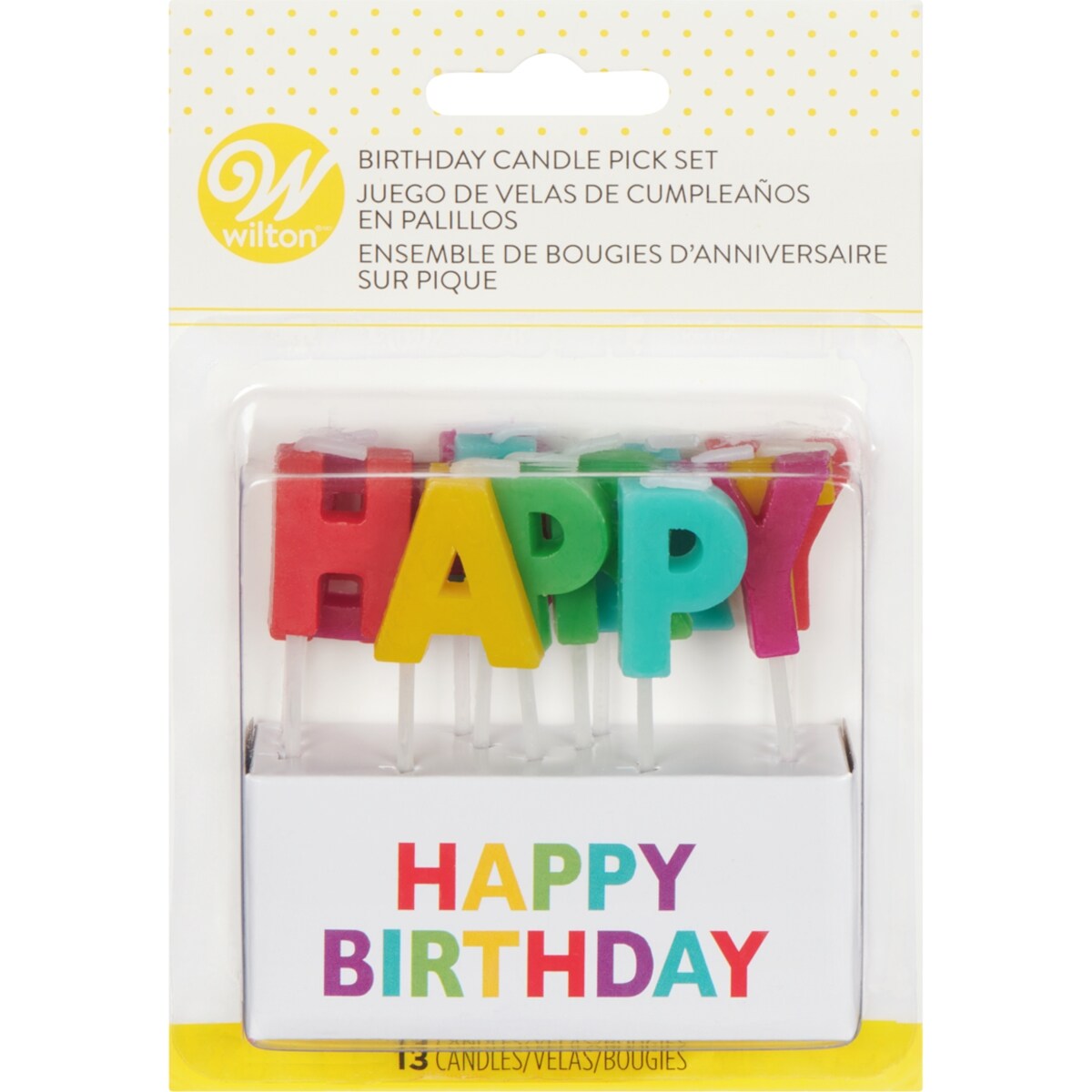 Ensemble bougies danniversaire Happy Birthday sur pique, 13 unités