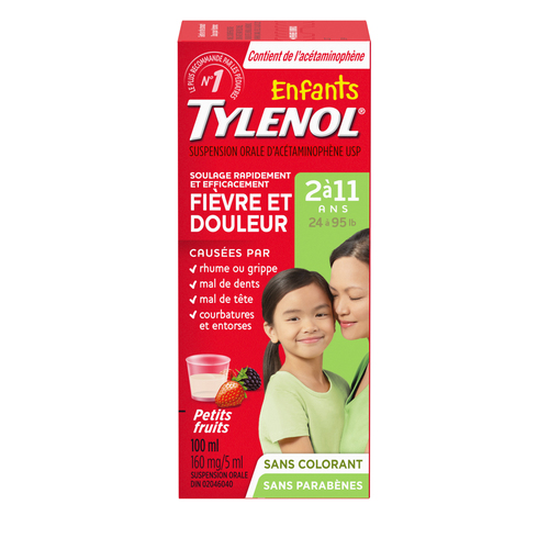 Suspension orale d'acétaminophène pour enfants aux petits fruits