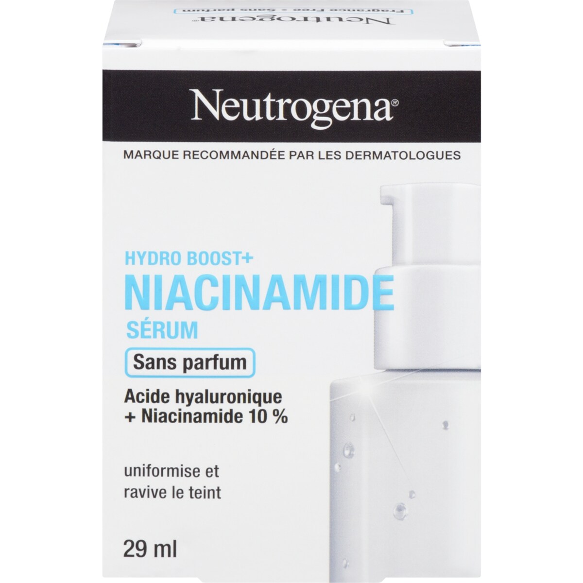 Sérum Hydro Boost Niacinamide, acide hyaluronique, 10 %  de niacinamide, vitamine B3 Sérum sans parfum pour le visage