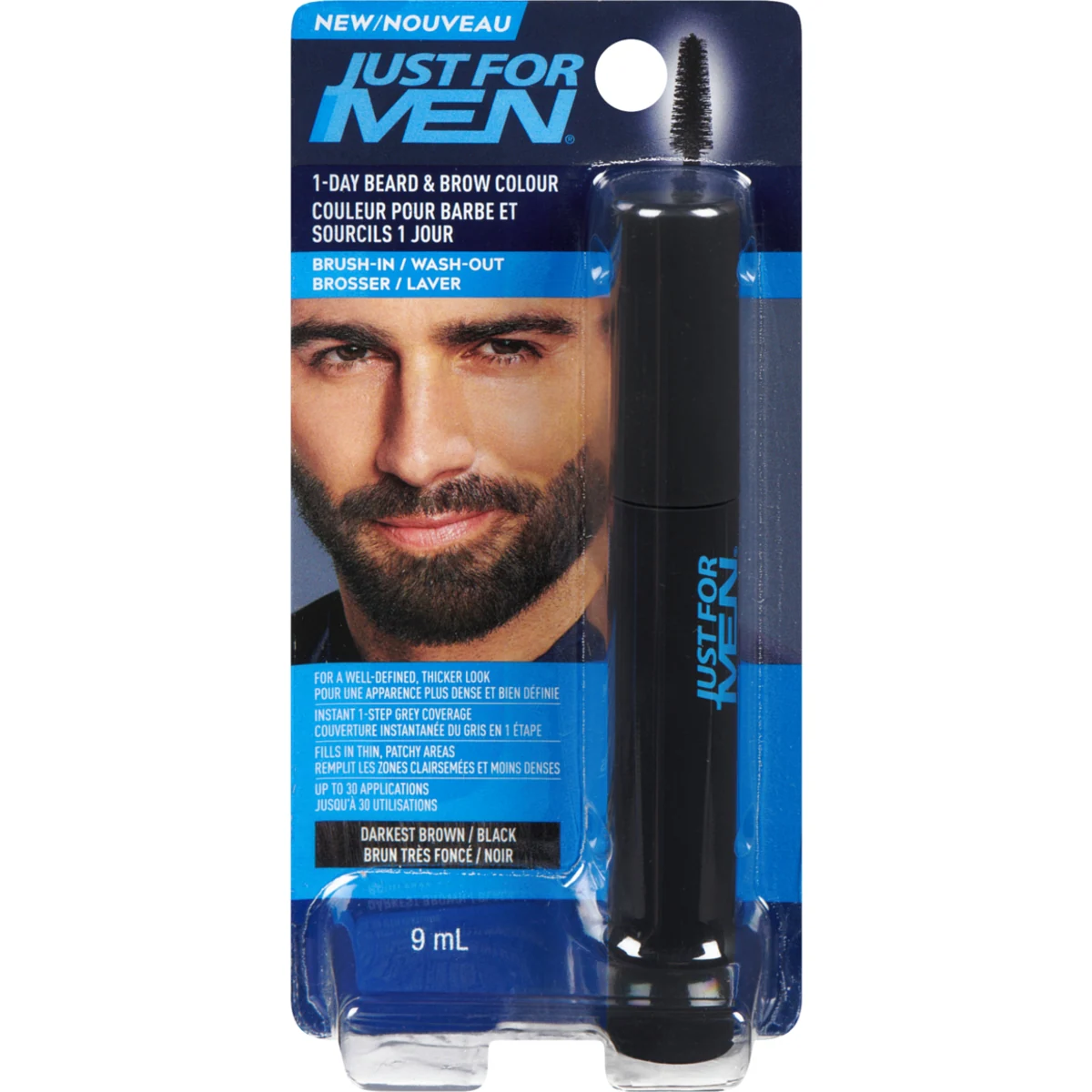 Couleur pour barbe et sourcils 1 jour brun très foncé  noir