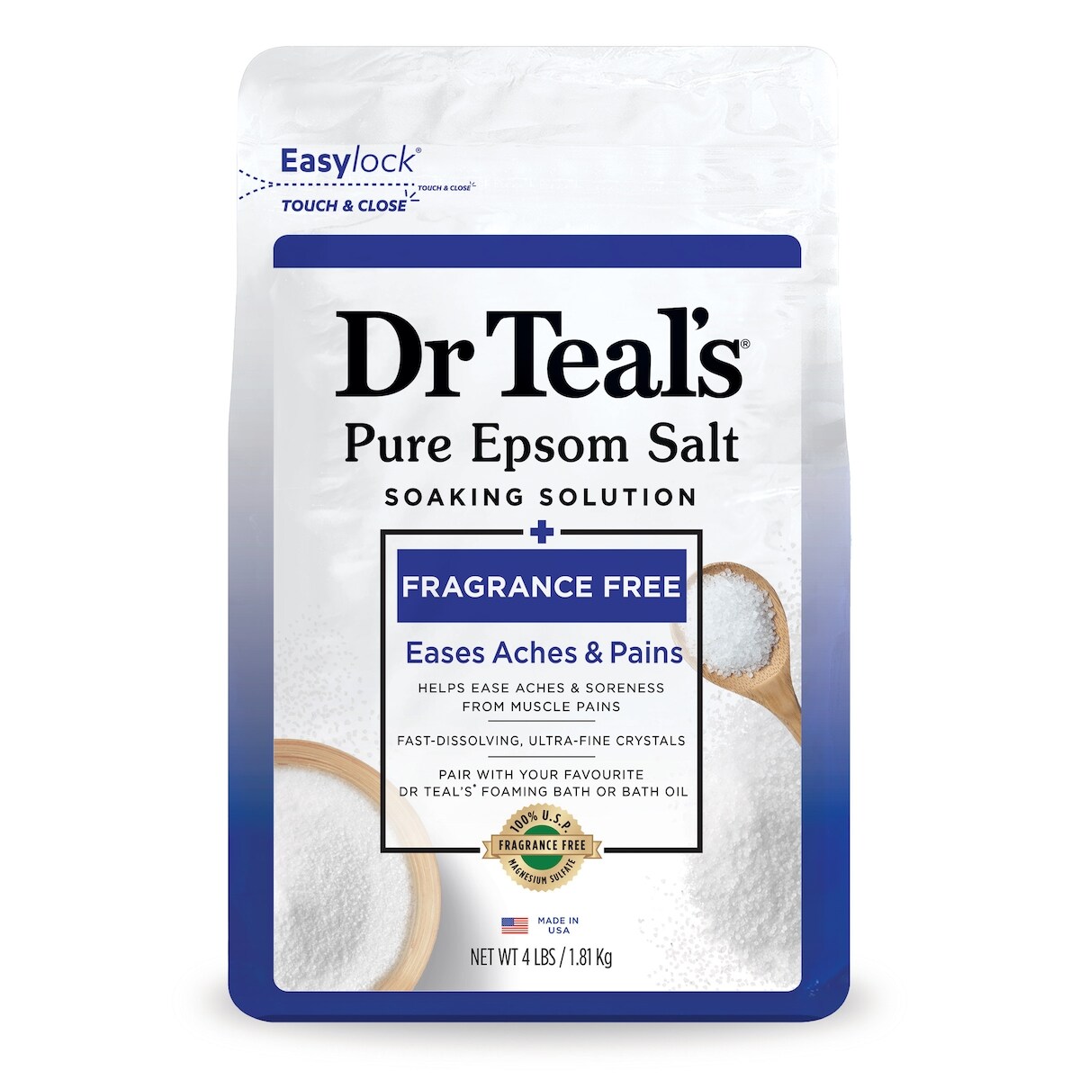 Sel d'Epsom pur bain de trempage, sans parfum