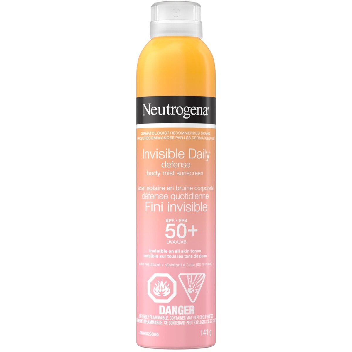 écran solaire en bruine corporelle  Défense quotidienne Fini invisible FPS 50, sans oxybenzone, résistant à l'eau, protection contre le soleil et les effets de l'environnement, complexe antioxydant