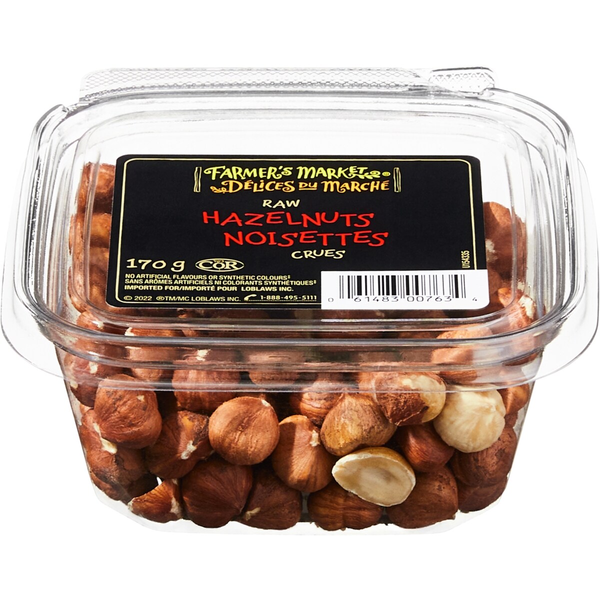 Noisettes crues, 170grammes