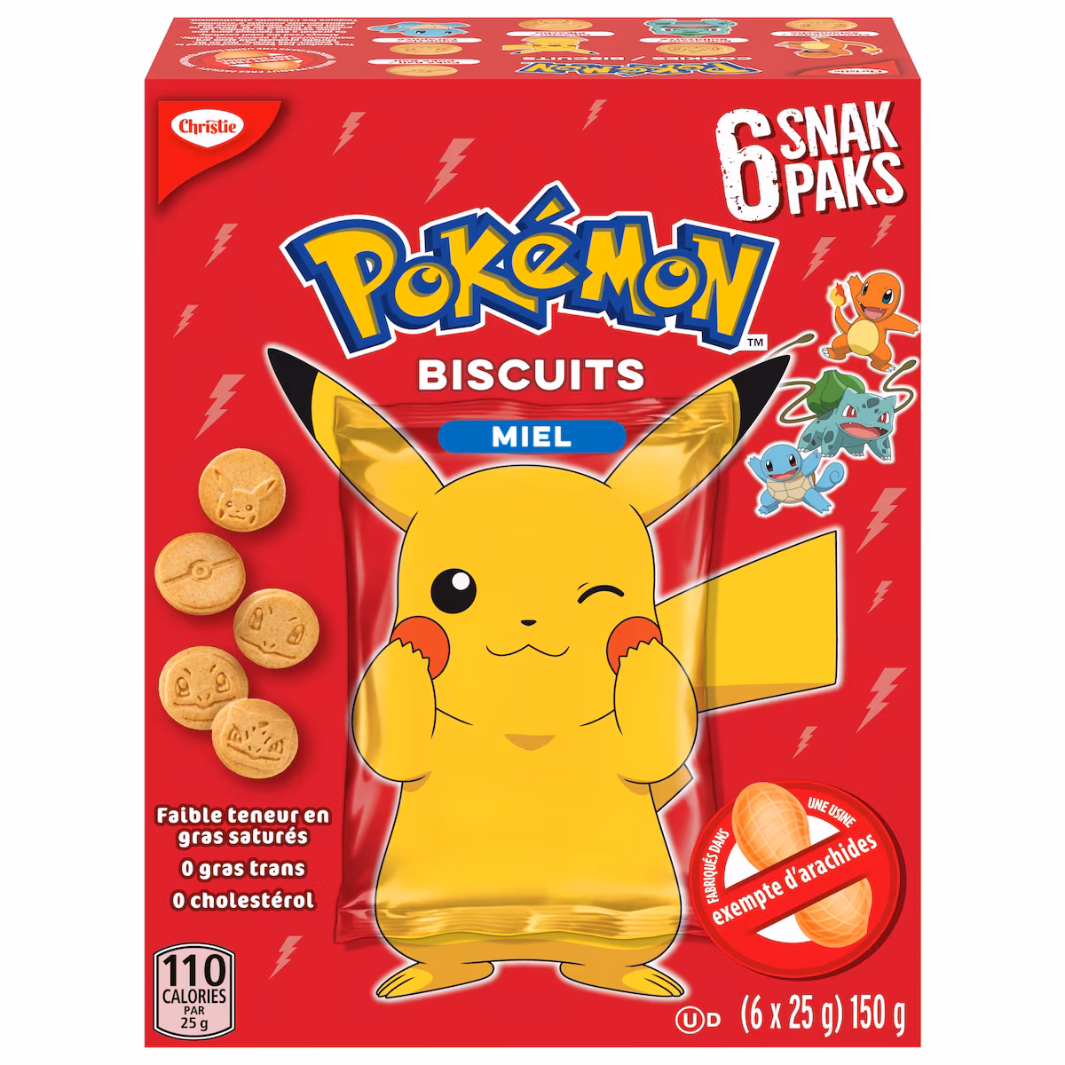 POKEMON MIEL SNAK PAK, sans arachides, parfait pour la boîte à lunch scolaire