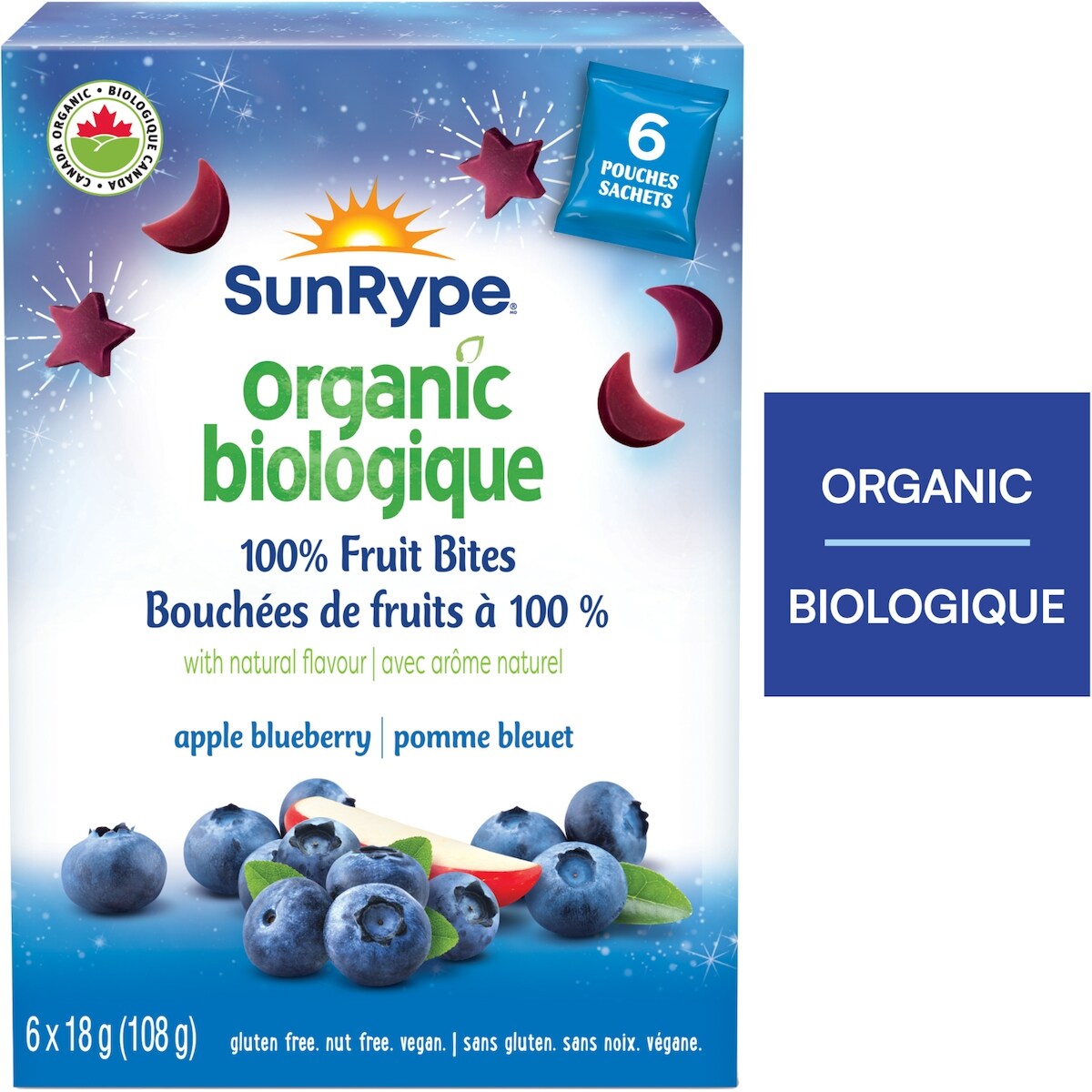 Bouchées de fruits biologiques Pomme bleuet