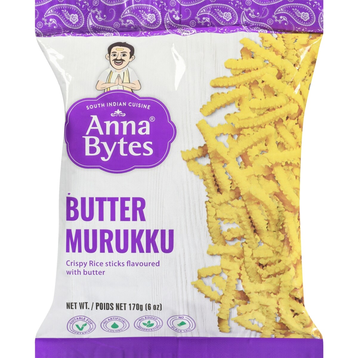 Crispy rice sticks flavoured with beurre murukku