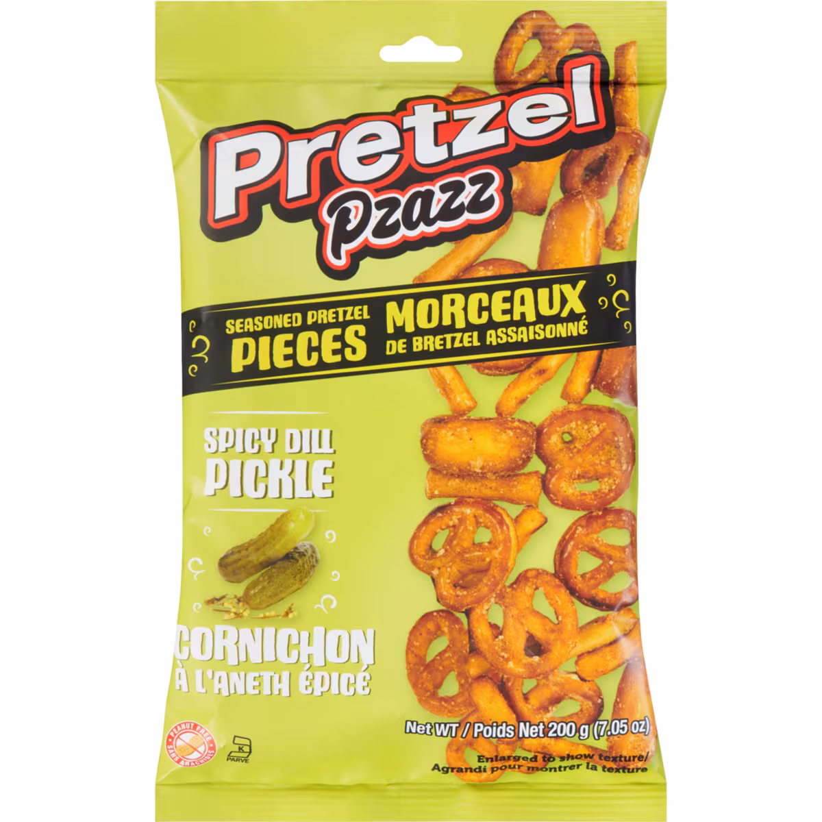 Morceaux de bretzel assaisonné cornichon à l'aneth épicé