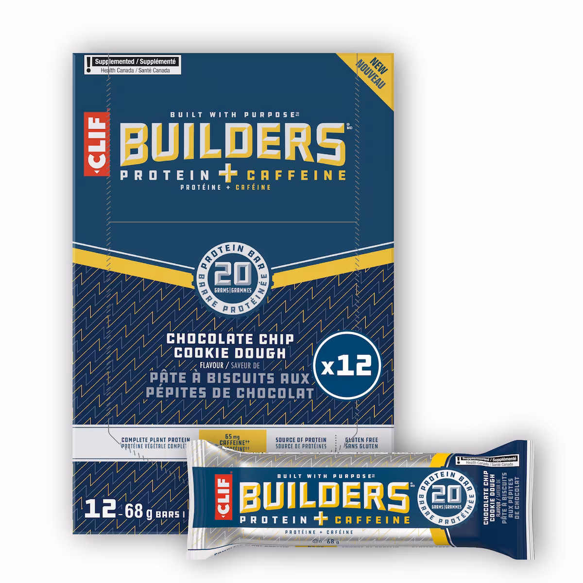 BUILDERS barres protéinées, saveur de pâte à biscuits aux pépites de chocolat (Paquet de 12)