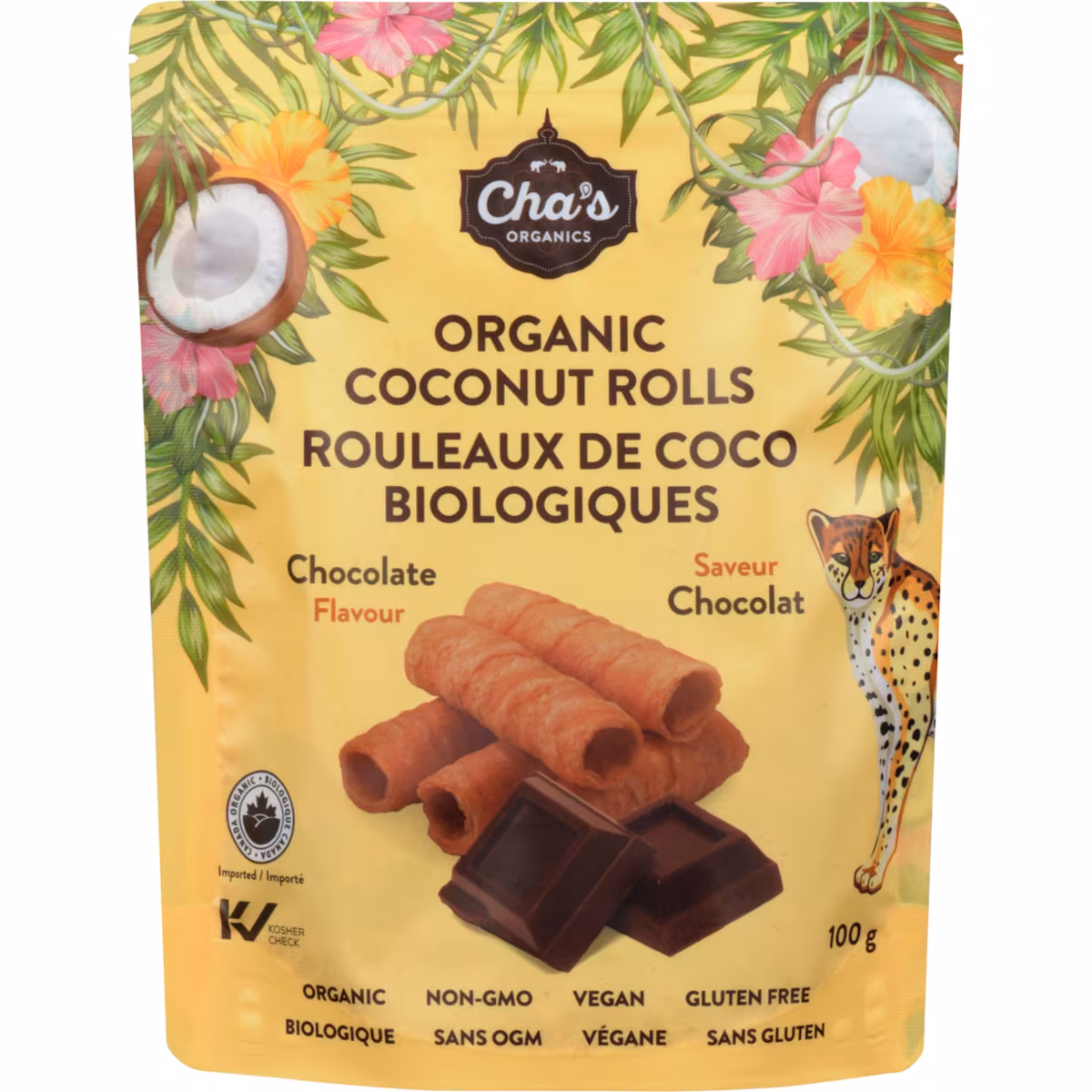 Rouleaux de coco biologiques saveur chocolat