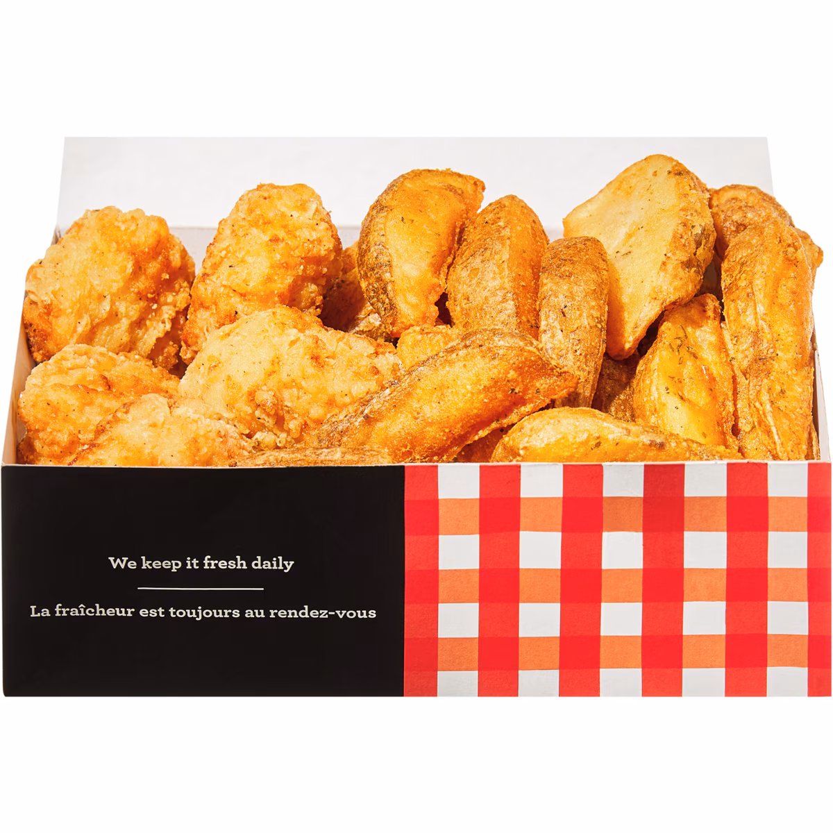 Bouchées de poulet désossé avec des pommes de terre (Disponible après 11h)