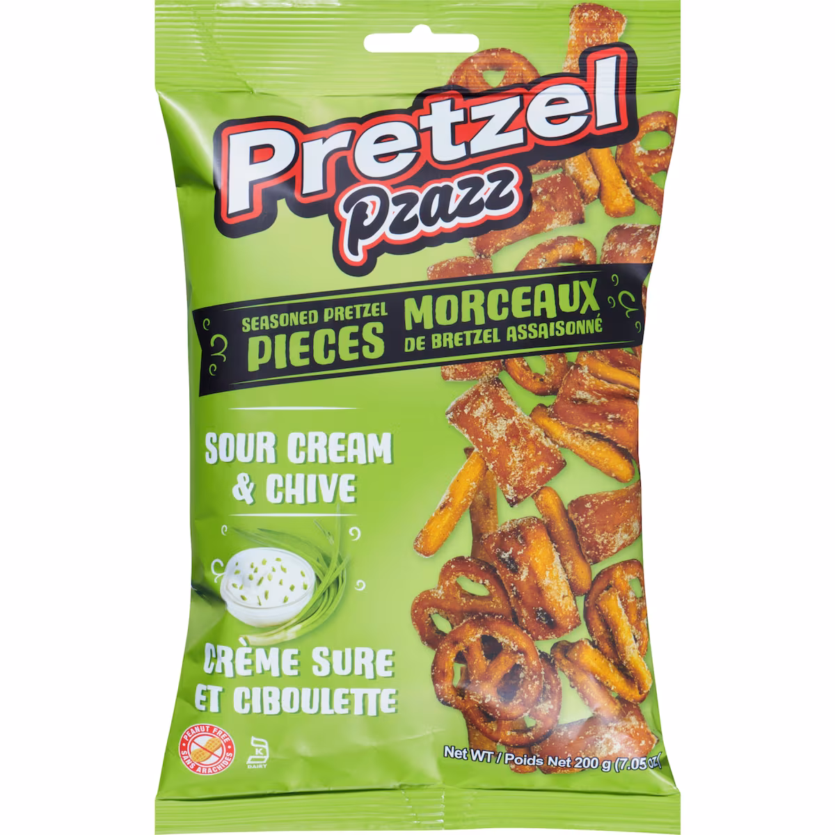 Morceaux de bretzel assaisonné crème sure et ciboulette