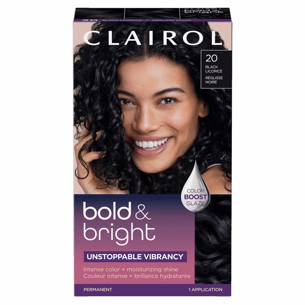 Coloration permanente bold & bright, couleur intense + brillance hydratante 20 réglisse noire