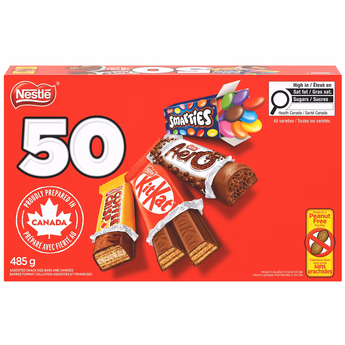 Kitkat, aero, smarties, coffee crisp