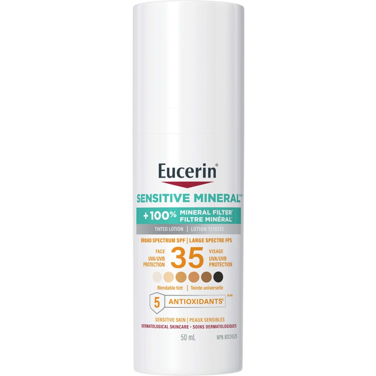 Lotion solaire teintée pour le visage sun minérale sensible avec fps 35