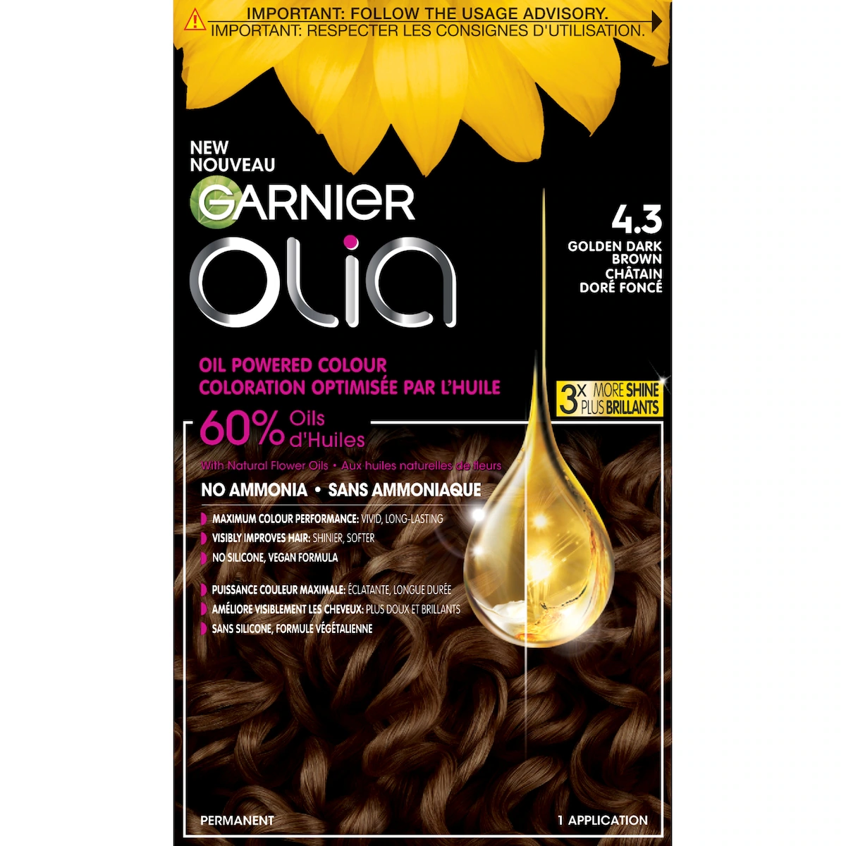 Olia Coloration, 4.3 Châtain Doré Foncé