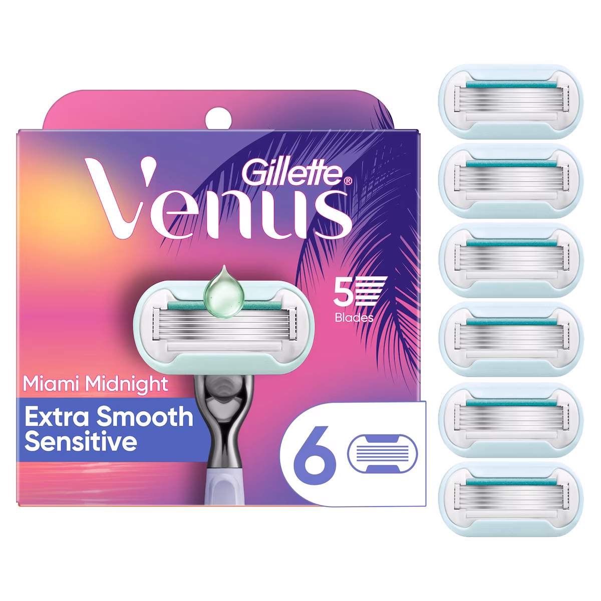 Cartouches de rechange Minuit à Miami Extra doux pour femmes, 6cartouches de rechange