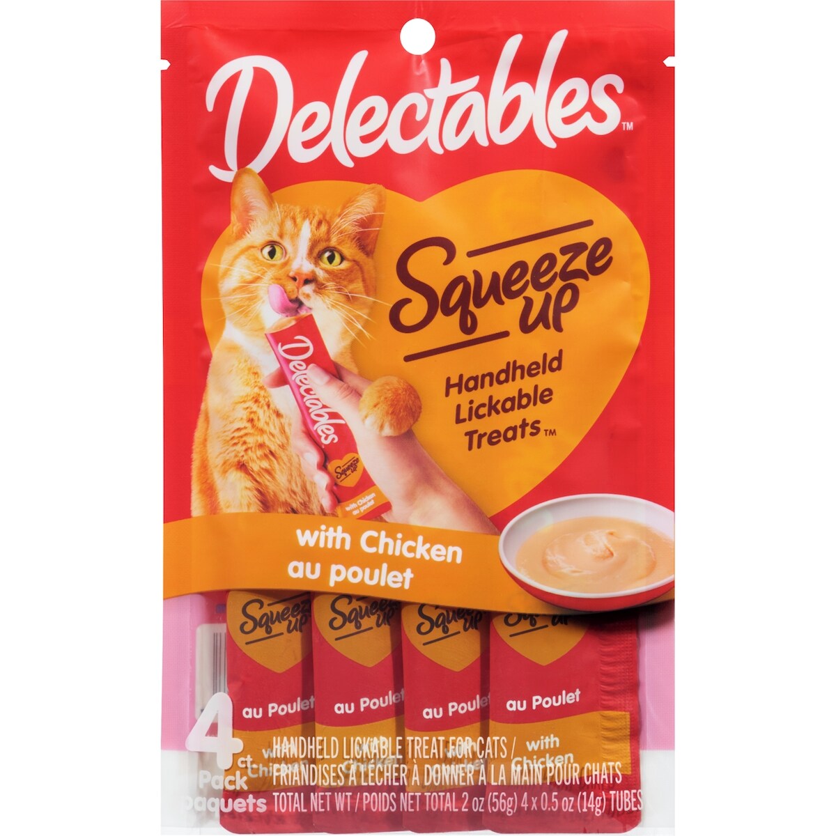 Squeeze up friandises à lécher à donner à la main pour chats au poulet