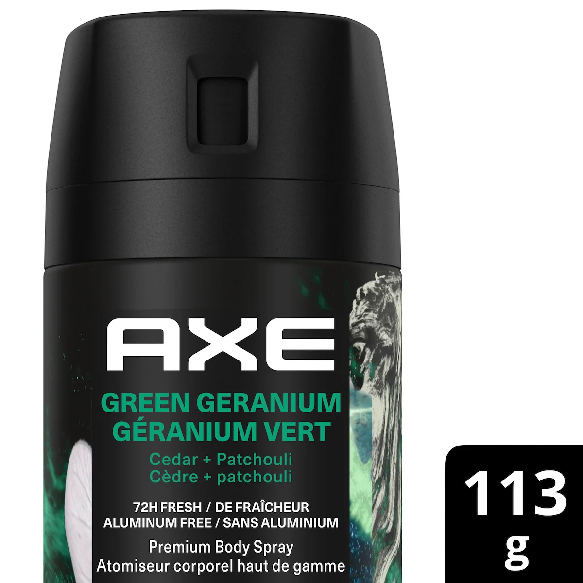 Spray corporel premium pour hommes, au géranium vert