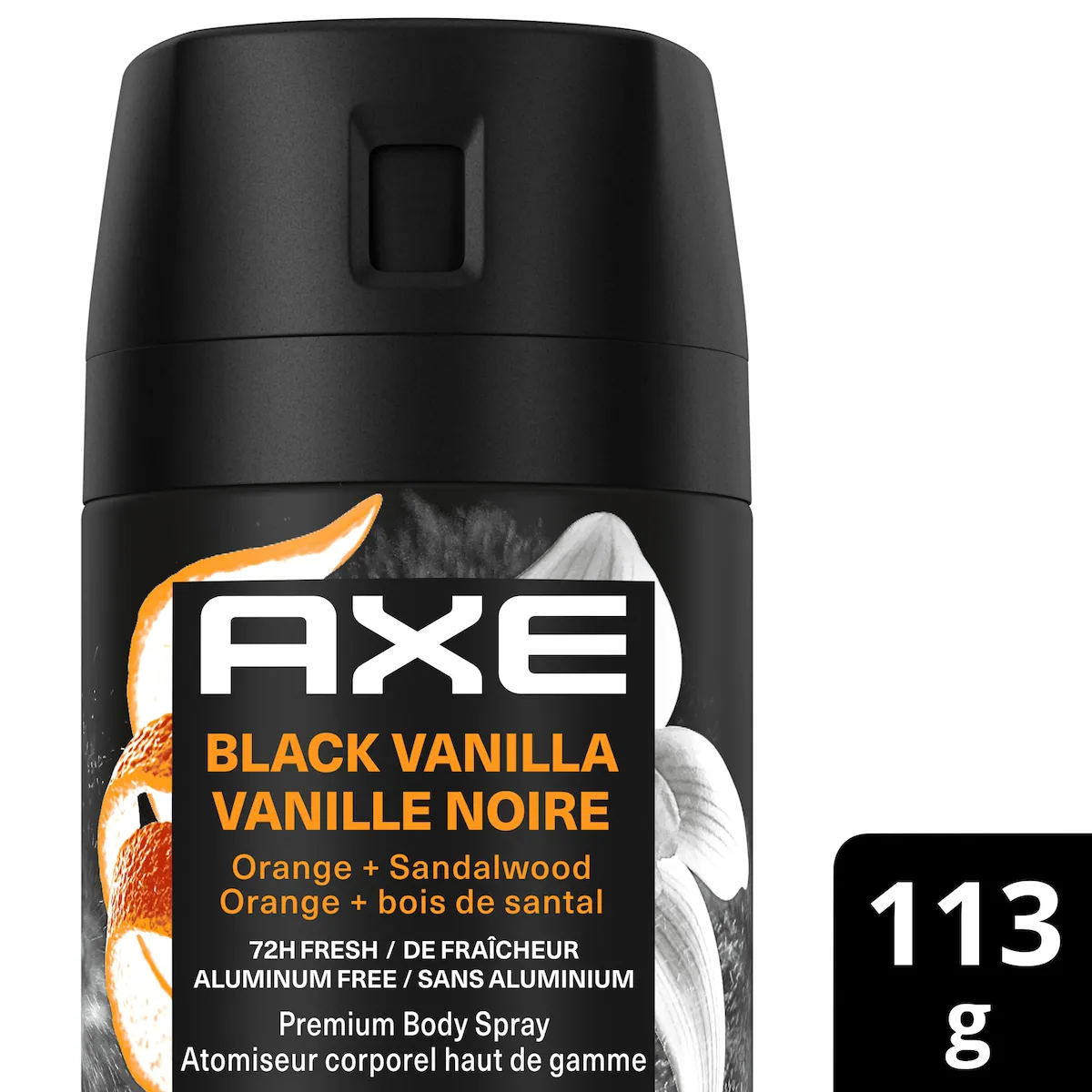 Spray corporel premium pour hommes, à la vanille noire
