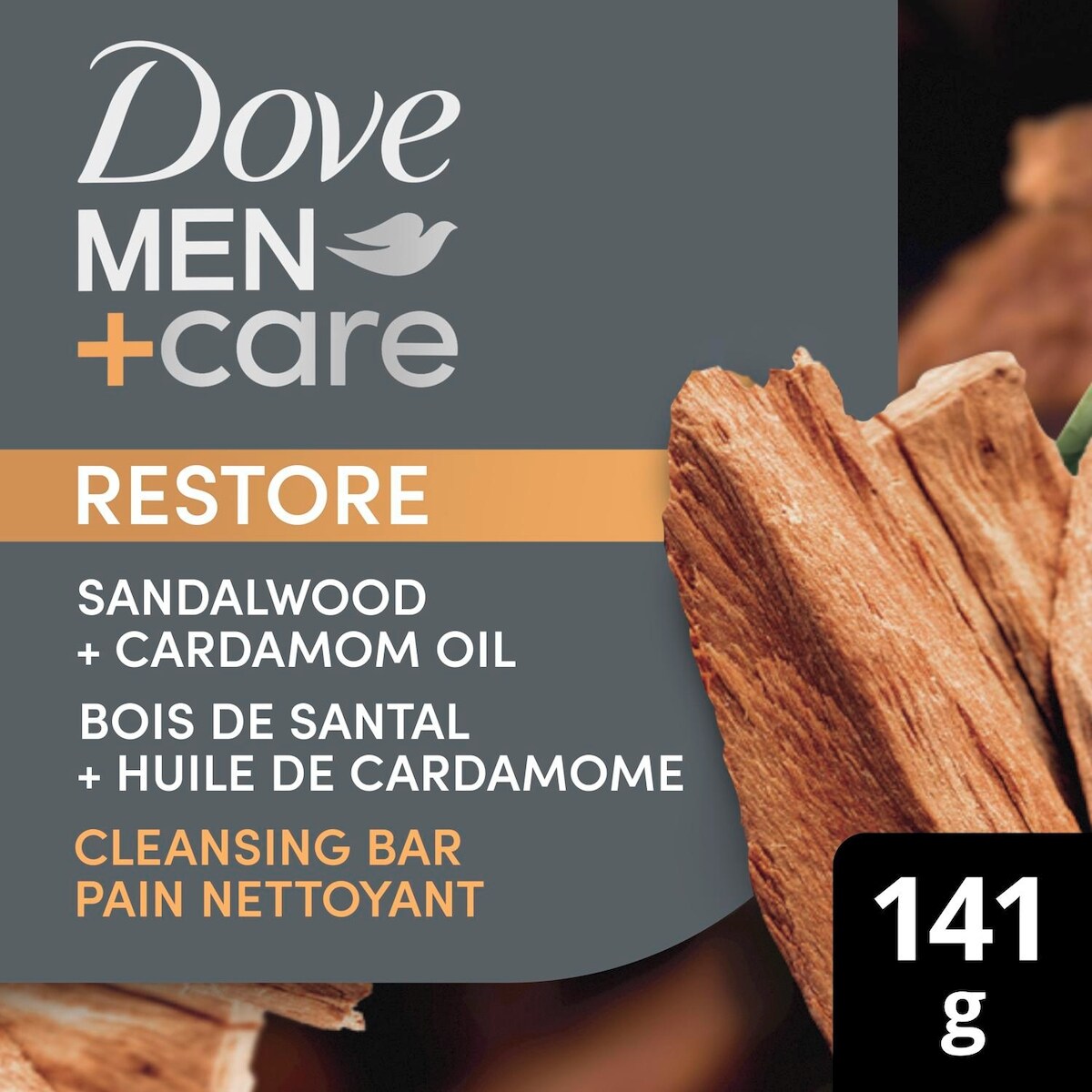 Men+care pain nettoyant aux huiles naturelles restaurateur bois de santal + huile de cardamome