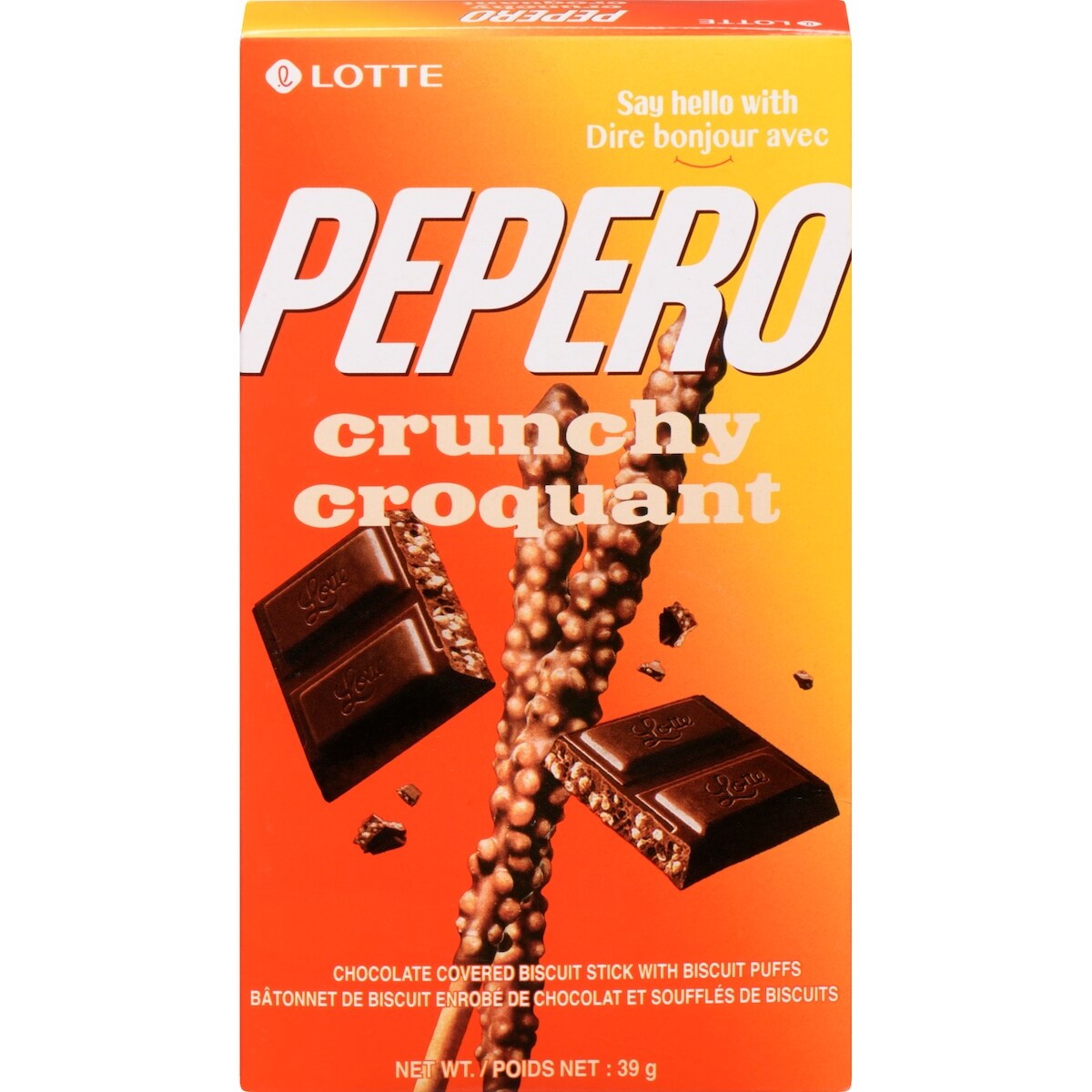 Pepero bâtonnet de biscuit enrobé de chocolat et soufflés de biscuits croquant