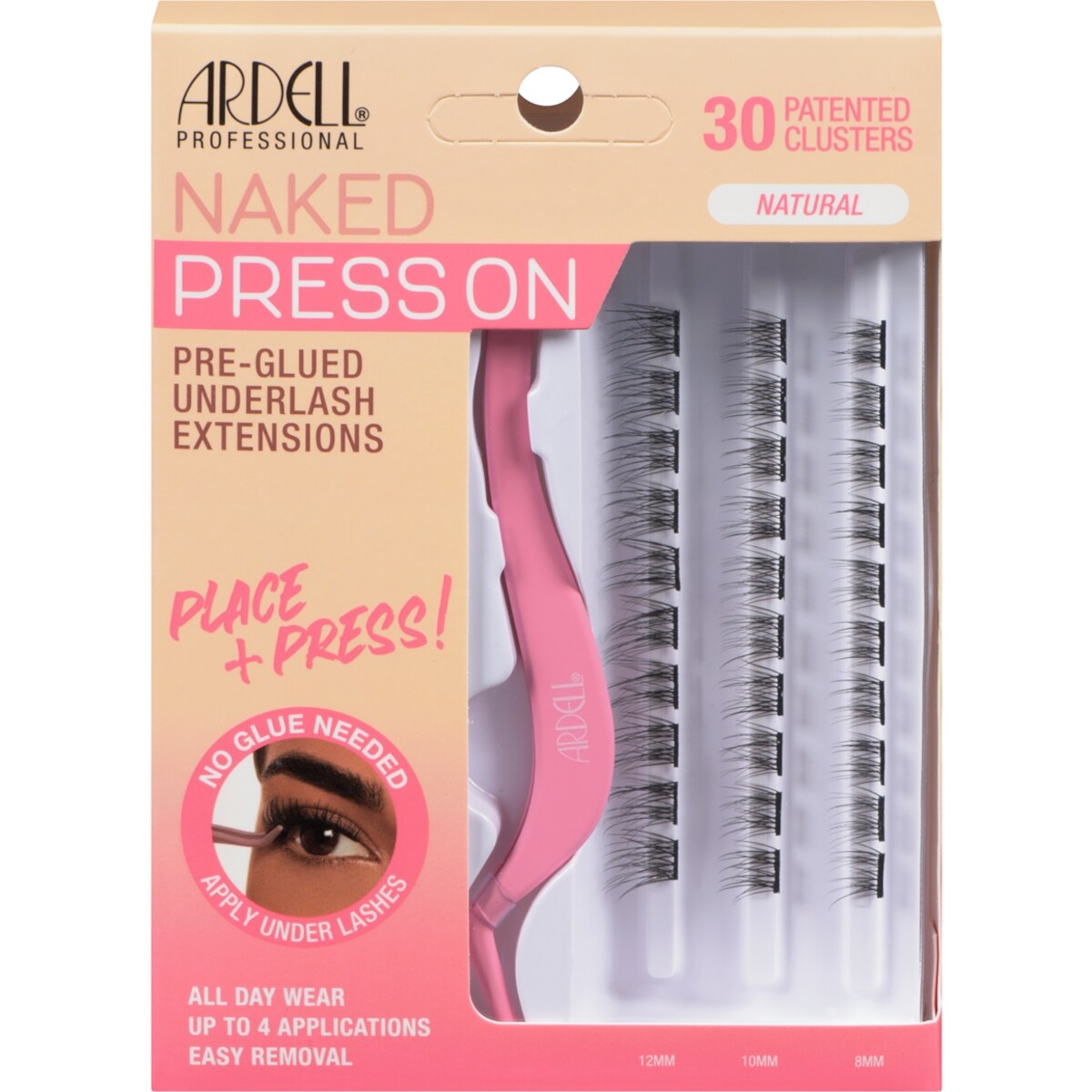 Naked press on pre-glued underlash extensions natural