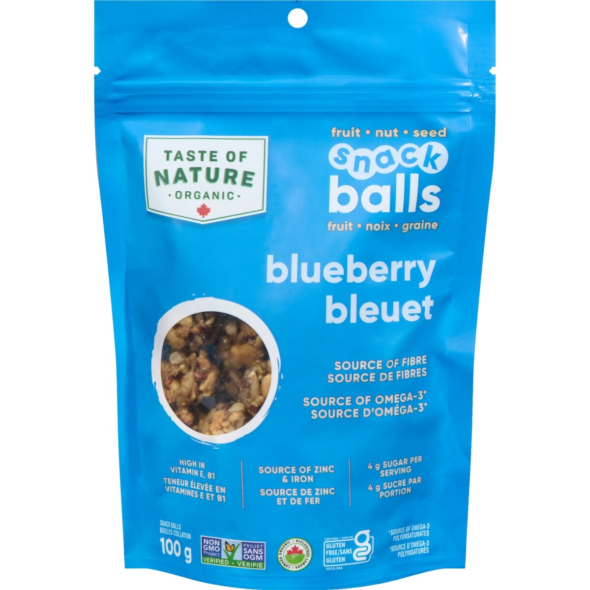Organic snack balls bleuet
