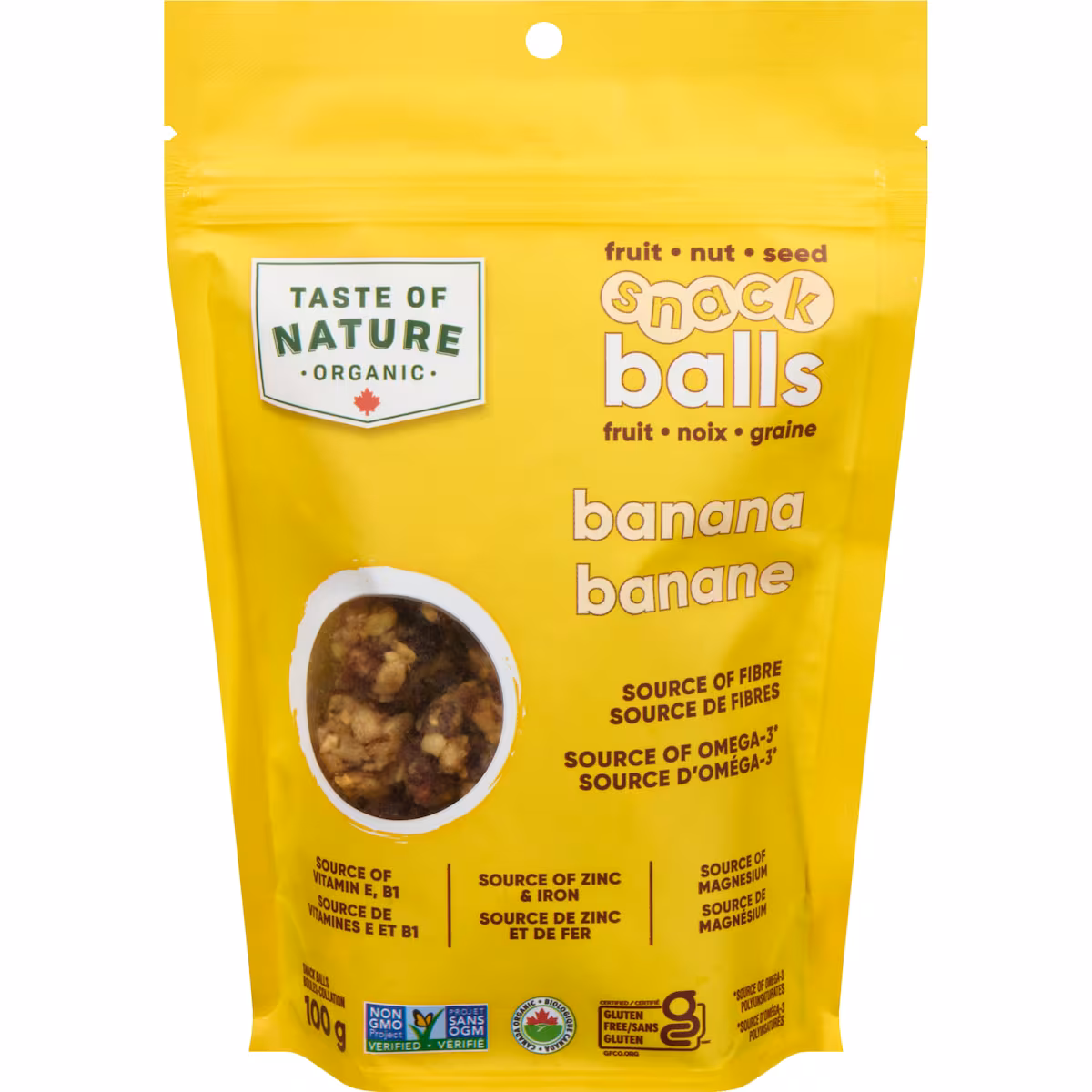 Organic snack balls banane