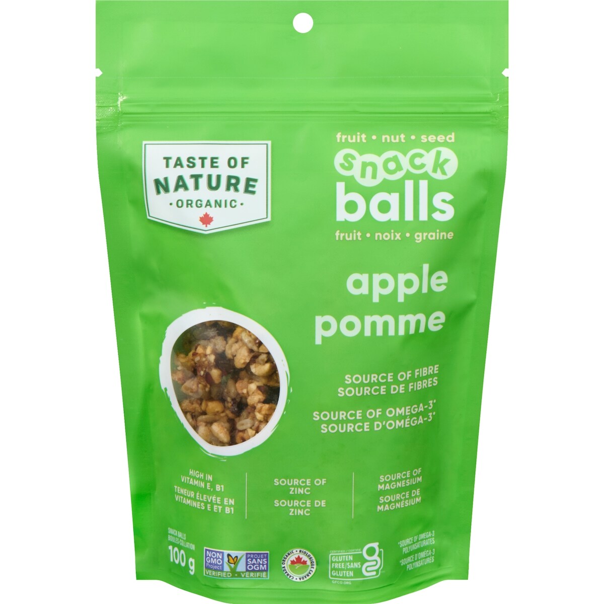 Organic snack balls pomme