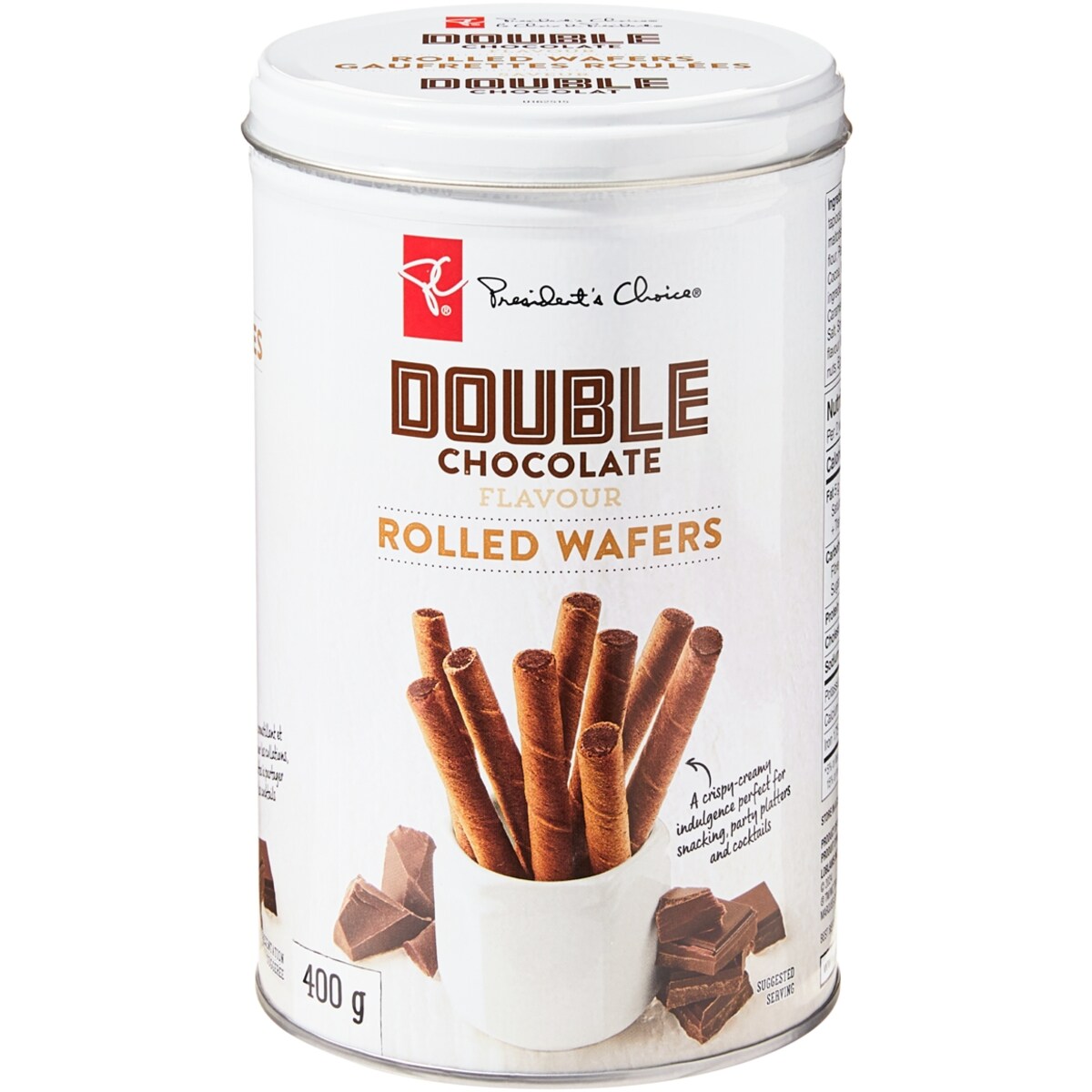 Gaufrettes roulées saveur double chocolat