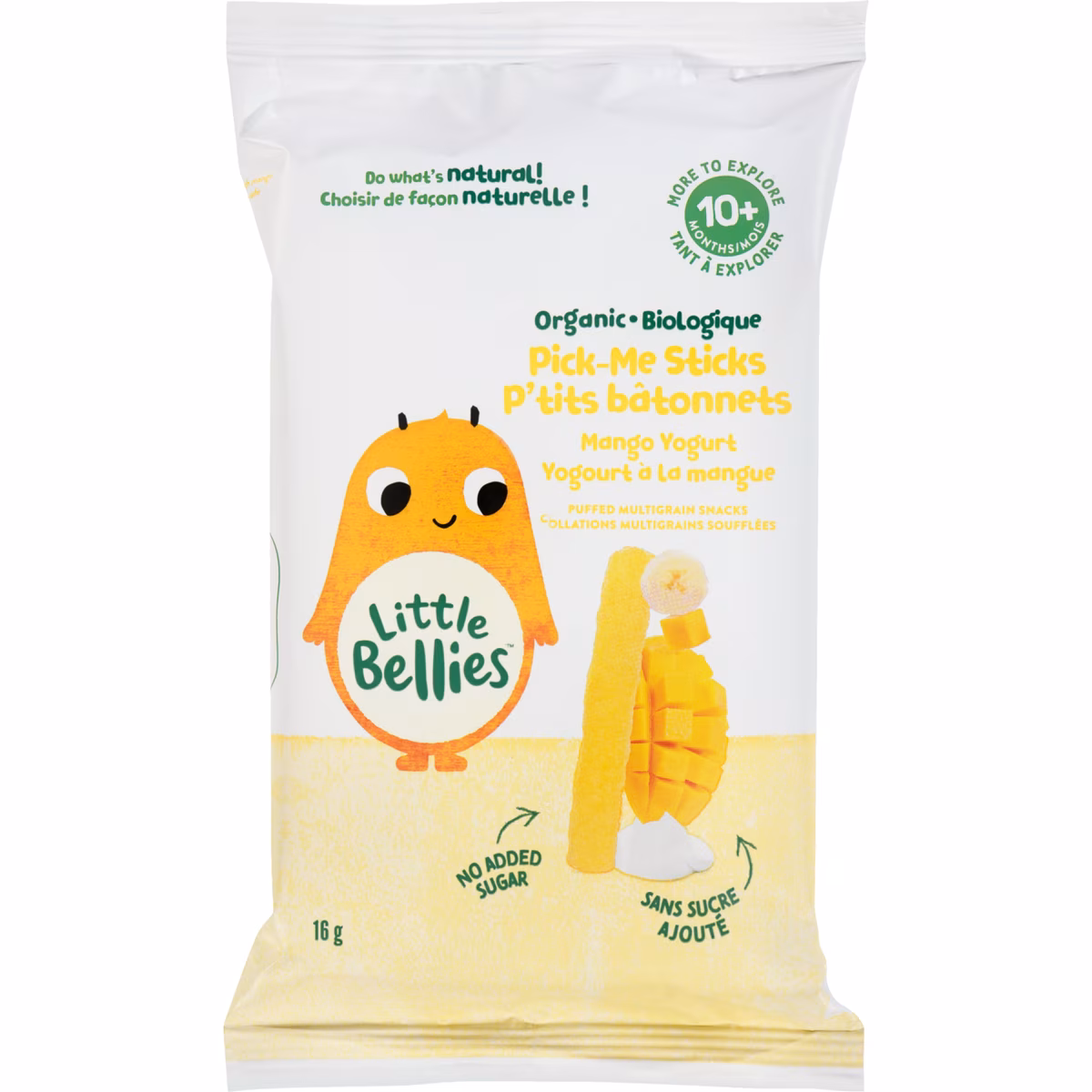 Tant à explorer collations multigrains soufflées biologique p'tits bâtonnets yogourt à la mangue 10+ mois