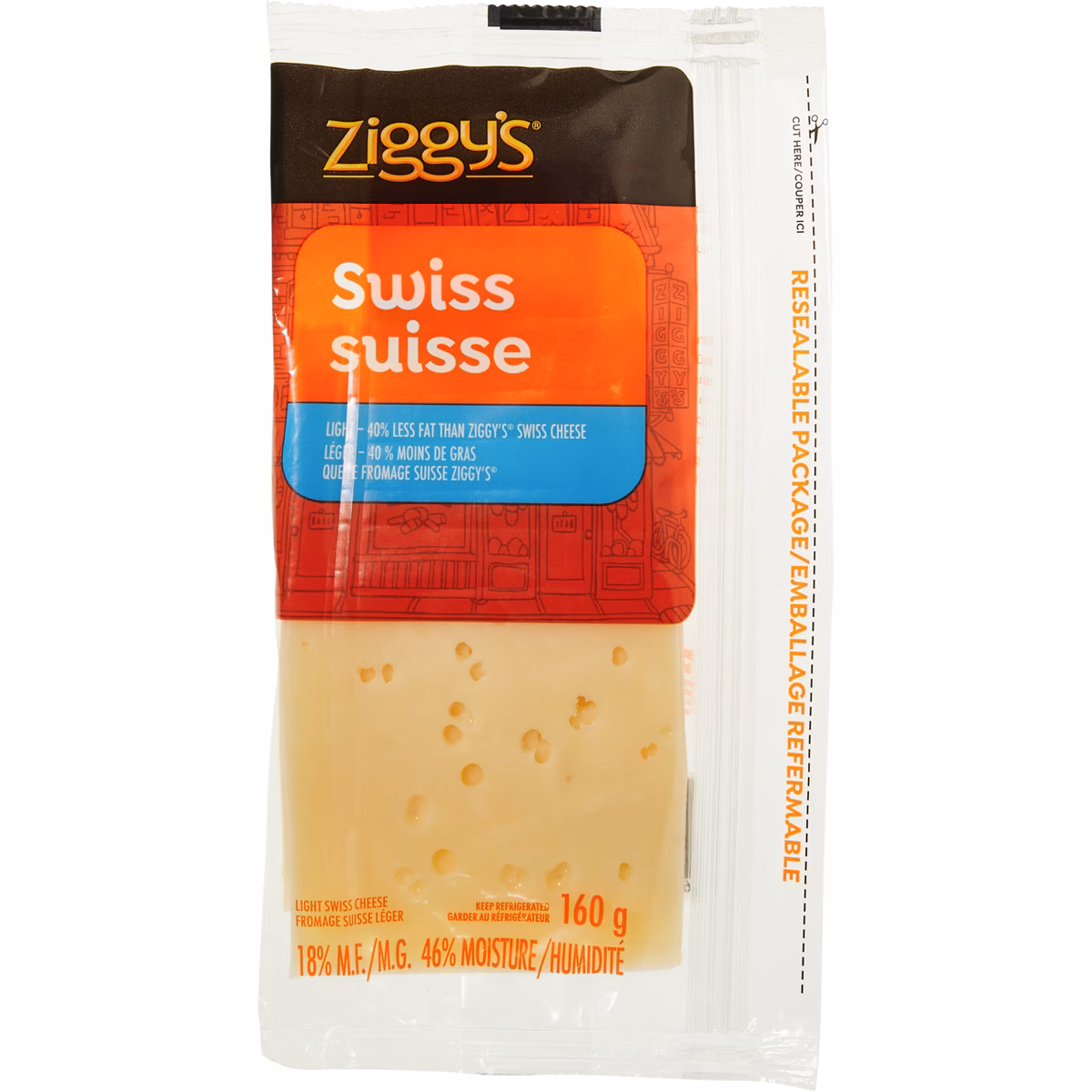 Tranches de fromage suisse léger