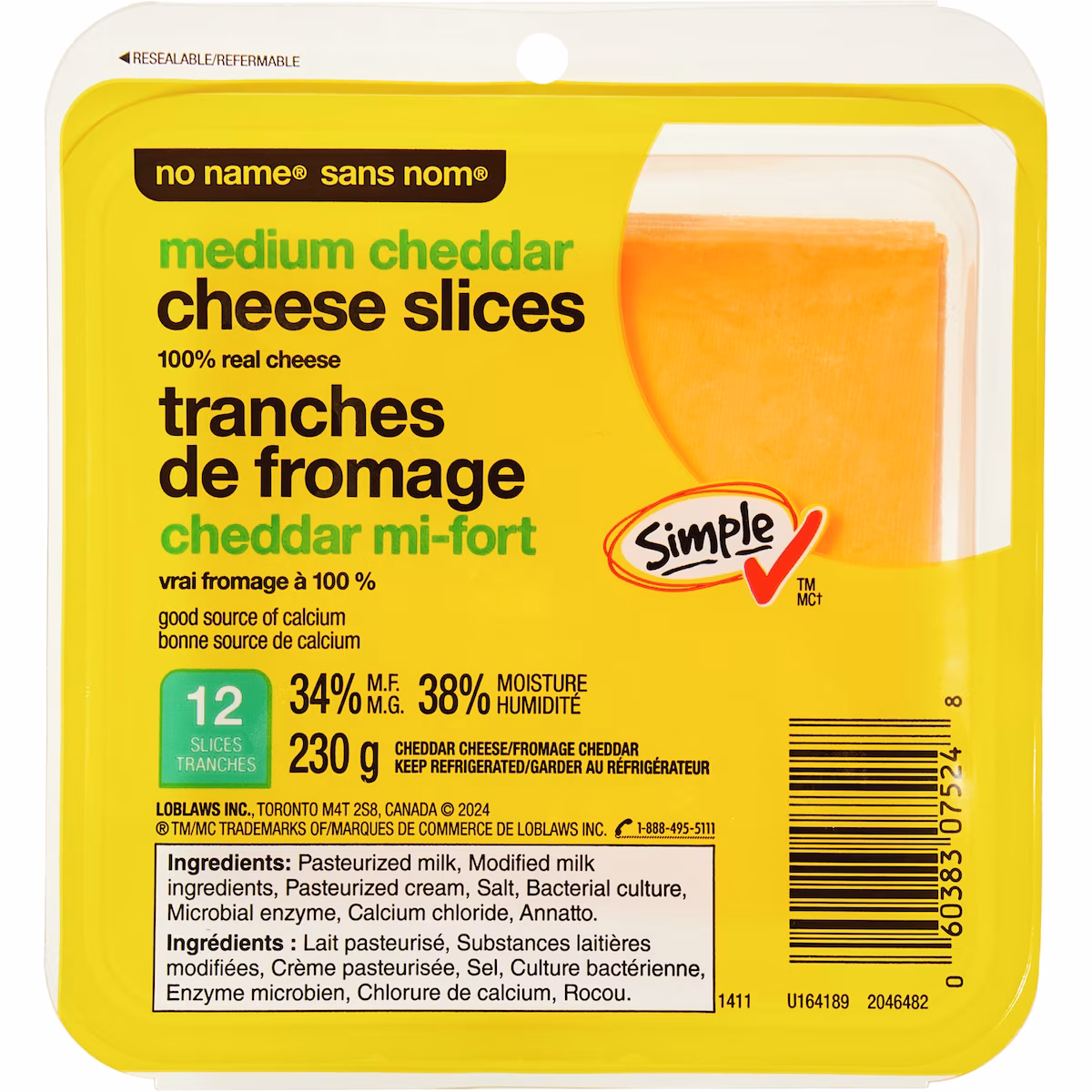 Tranches de fromage cheddar mi-fort