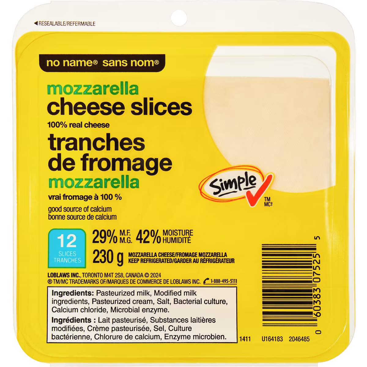 Tranches de fromage mozzarella