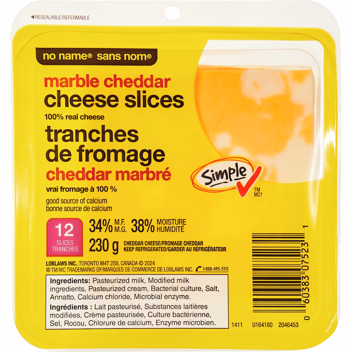 Tranches de fromage cheddar marbré