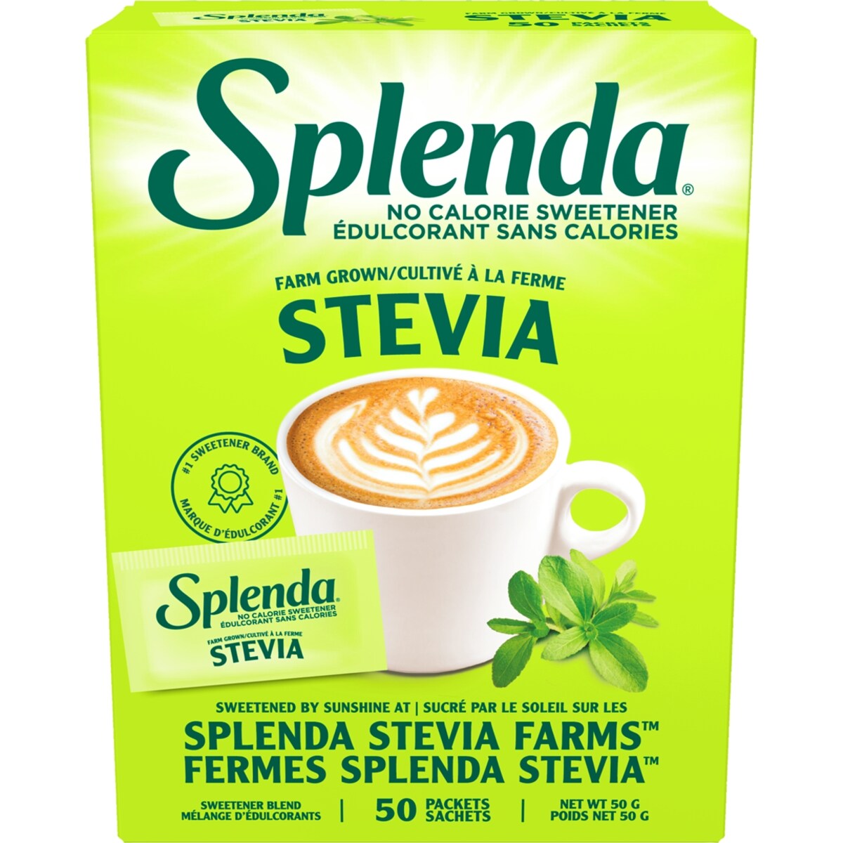 Sachets d'édulcorant à la stévia 50ct