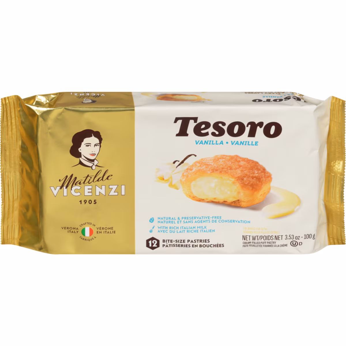 Pâte feuilletée farcie à la crème au vanille tesoro vanille