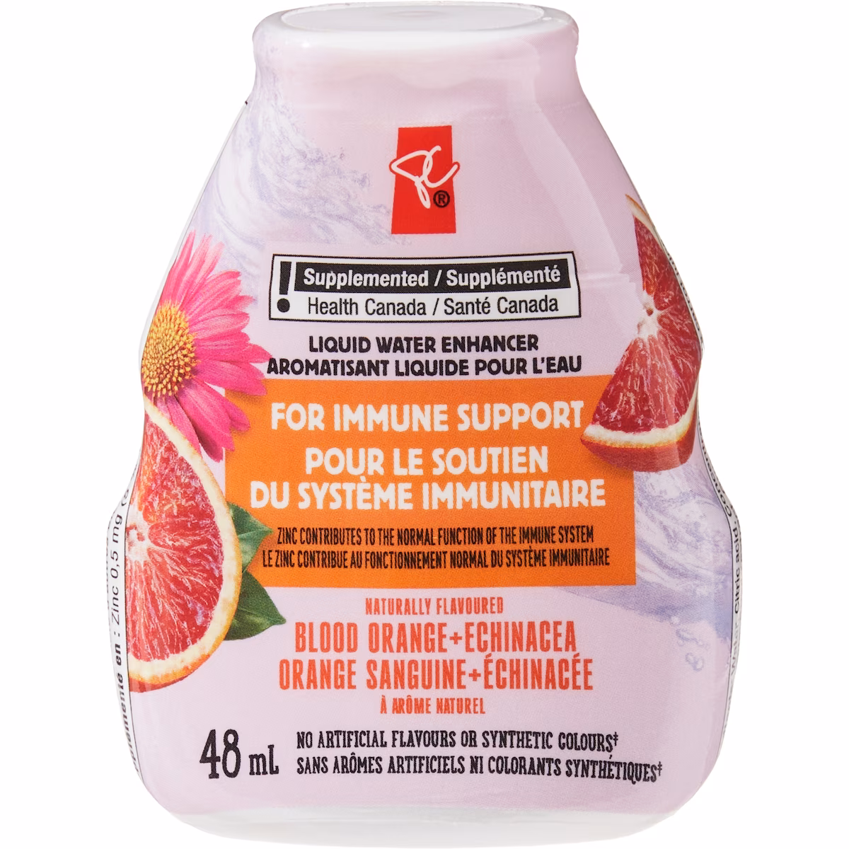 Eau liquide enrichie d'orange sanguine et d'échinacée avec zinc pour le soutien du système immunitaire