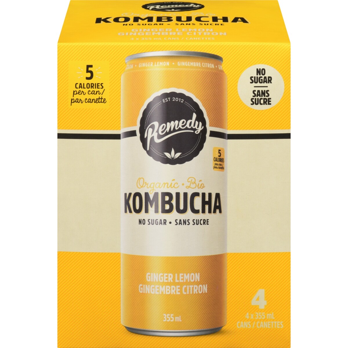 Kombucha cru biologique au gingembre et citron