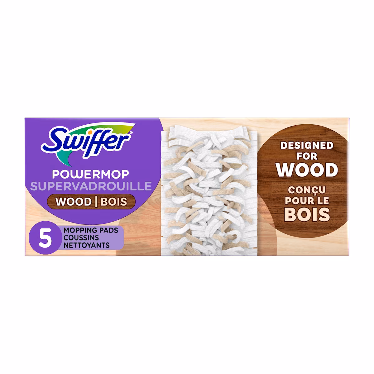 Recharges de coussins nettoyants pour le nettoyage des planchers en bois SuperVadrouille, 5 unités