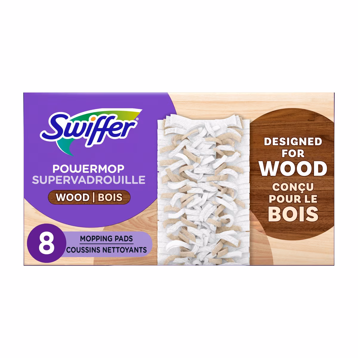 Recharges de coussins nettoyants pour le nettoyage des planchers en bois SuperVadrouille, 8 unités