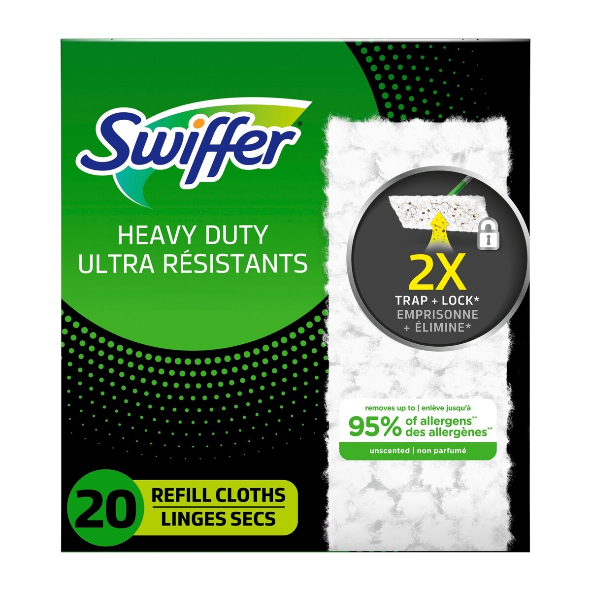 Recharges de linges secs multi-surfaces ultra résistants pour balai pour balayer et nettoyer les planchers, 20 unités