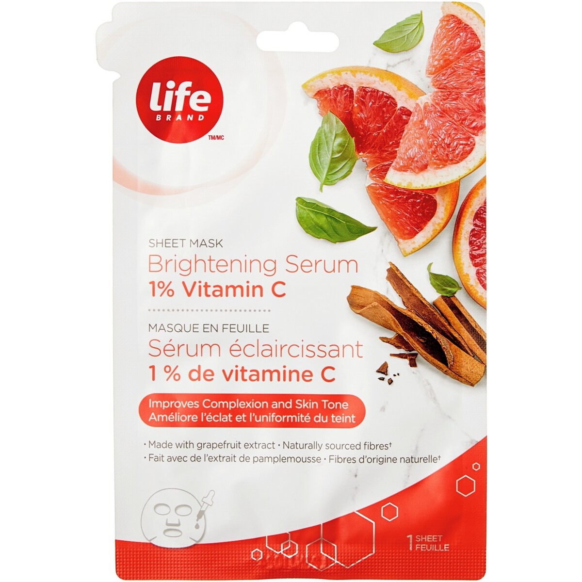 Masque en feuille au sérum éclaircissant à 1% de vitamine C