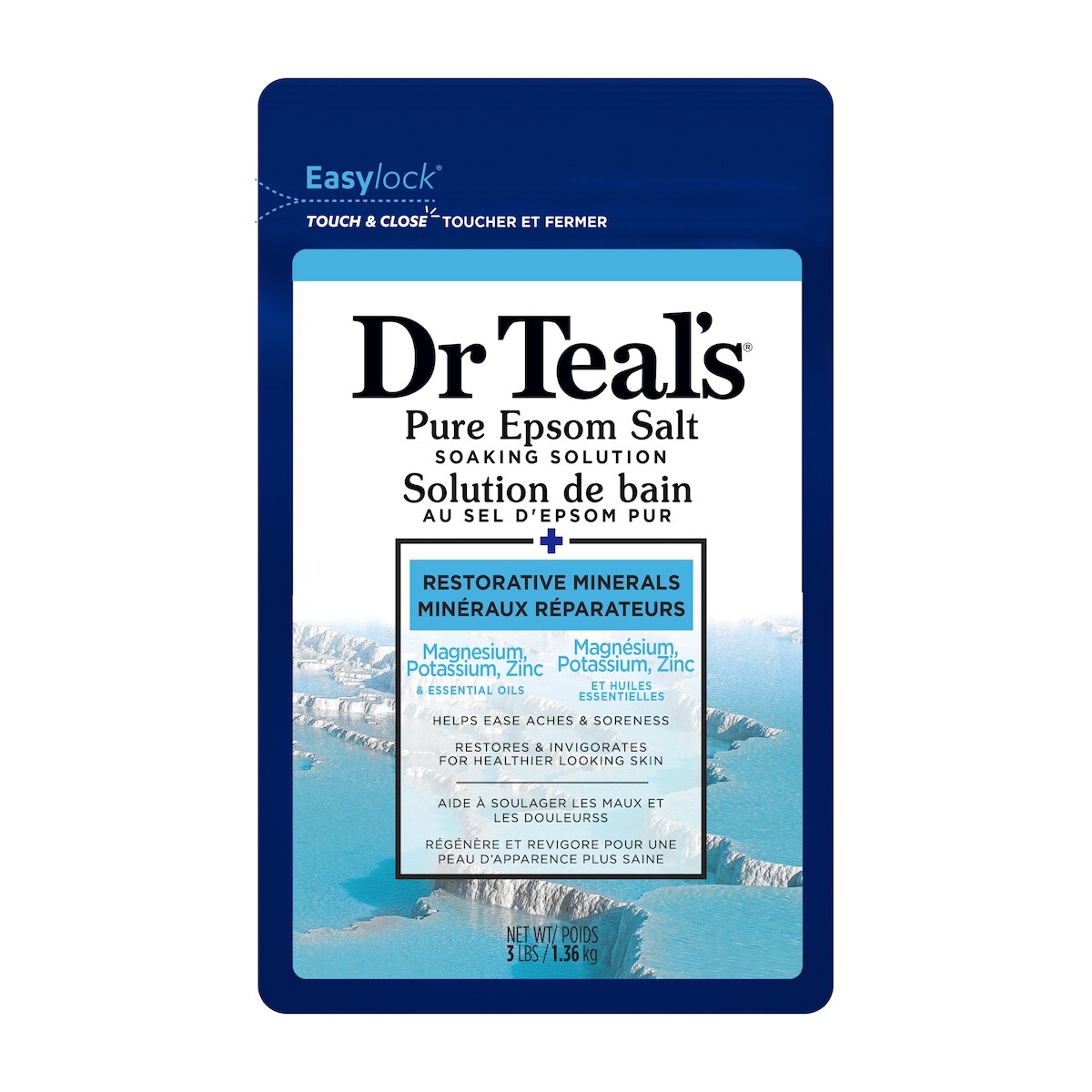 Solution de bain au sel d'epsom pur mineraux reparateurs magnésium, potassium, zinc et huiles essentielles