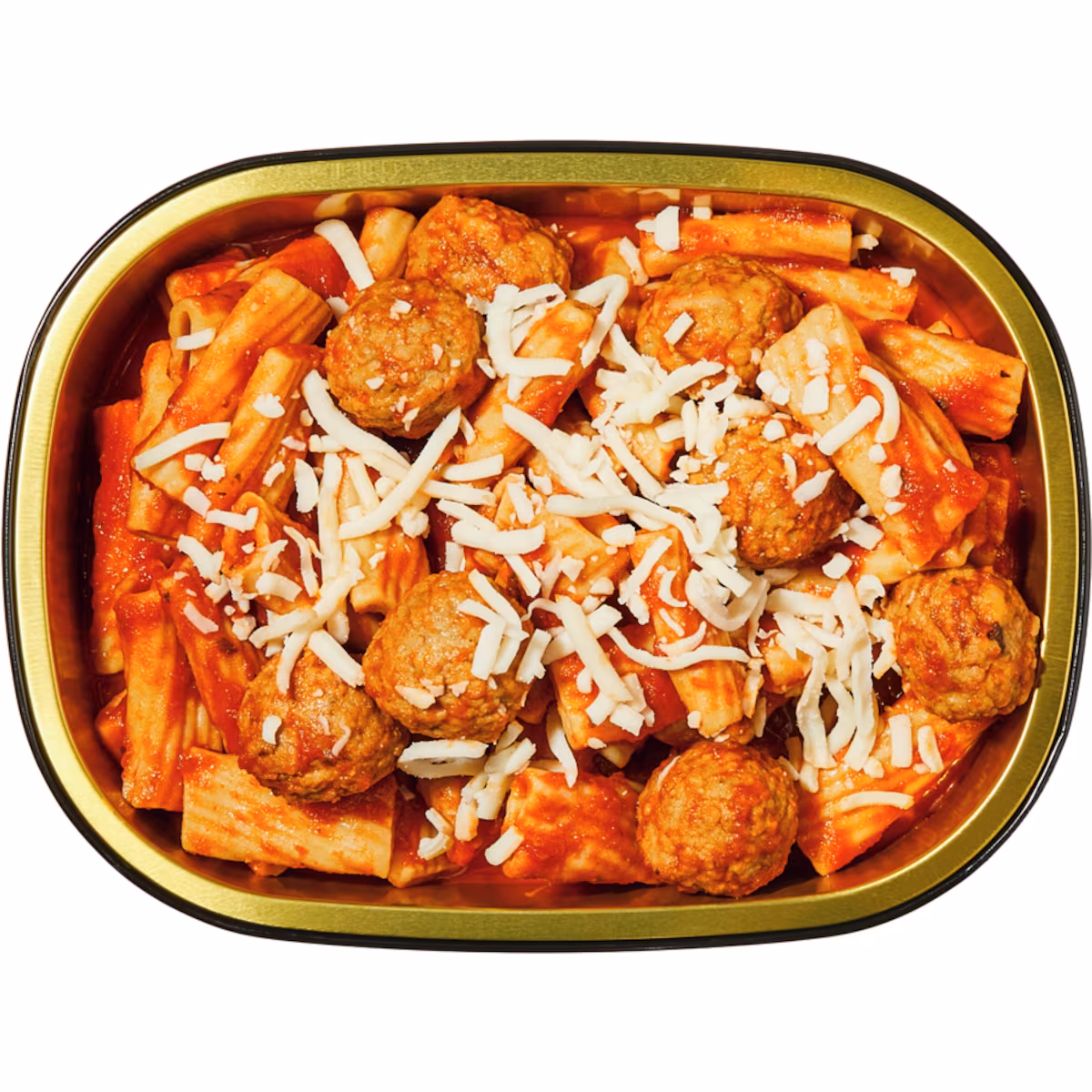 Rigatoni sauce marinara avec boulettes de viande, petit
