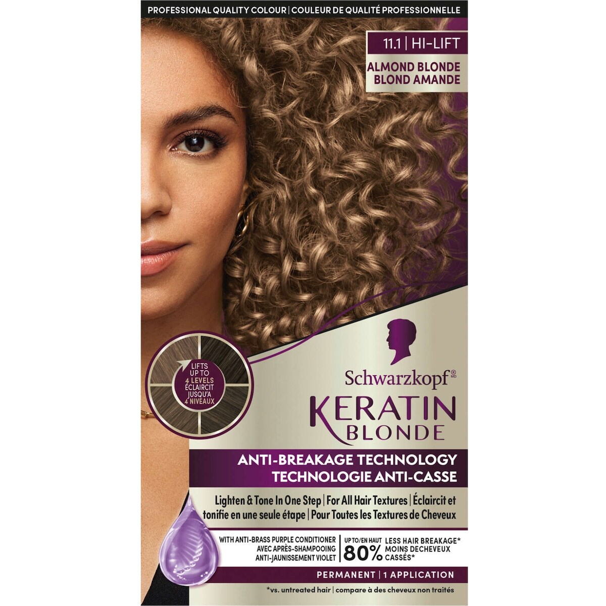 Keratin blond crème colorante permanente pour cheveux blond amande 11.1, paquet de 1 blond amande