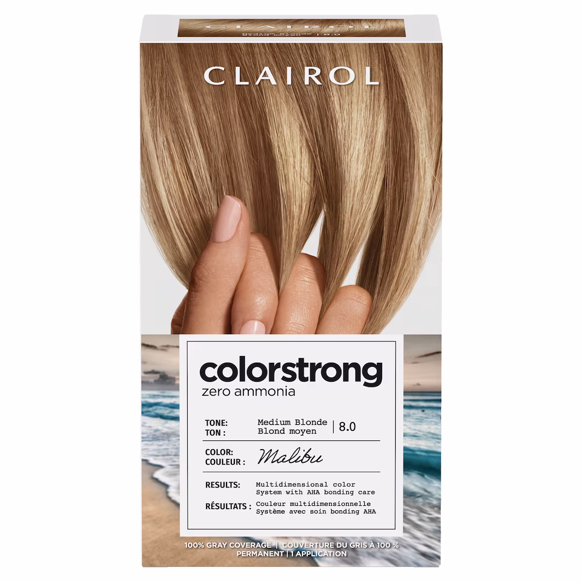 Colorstrong couverture du gris à 100 % blond moyen 8.0 malibu