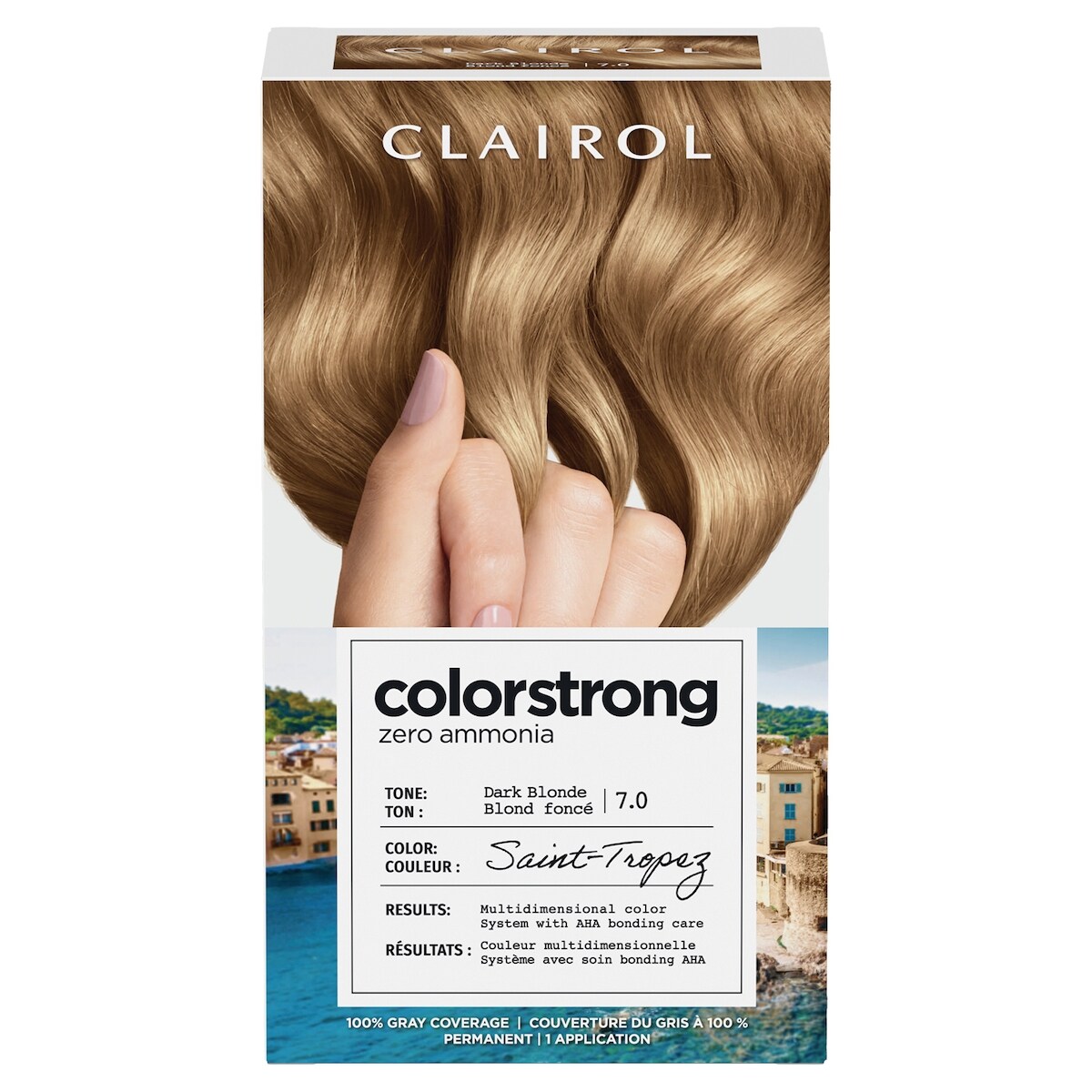 Colorstrong couverture du gris à 100 % blond foncé 7.0 saint-tropez