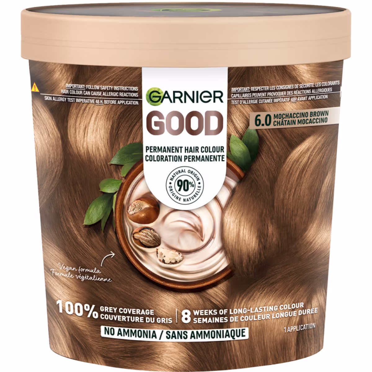 Good, Coloration Permanente, 100% Couverture du Gris, Sans Ammoniaque Châtain Mocaccino