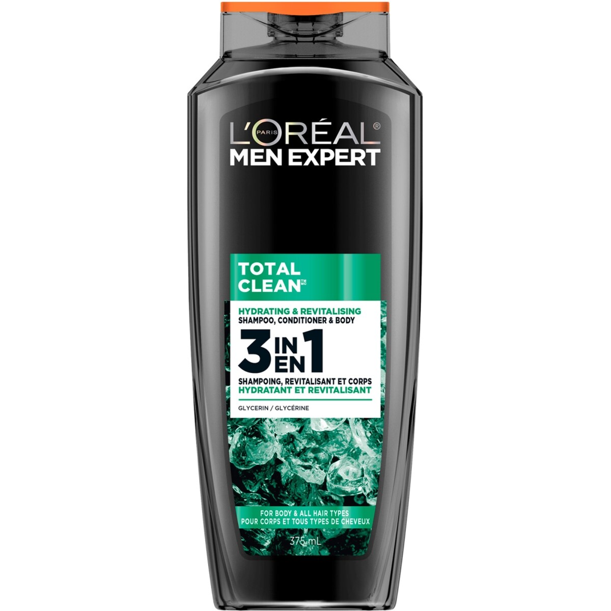 Men expert total clean 3-en-1 shampoing